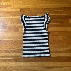 J crew striped frilly ruffle sleeve tank top, preppy